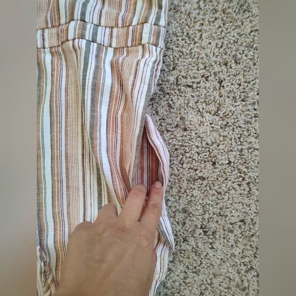 Drew Anthropologie Striped Linen Blend Sleeveless Raw Hem Jumpsuit - Picture 5 of 9